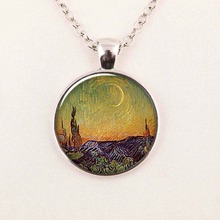Van Gogh Almond Branch in Bloom art pendant, bridal jewelry wedding famous painting necklace