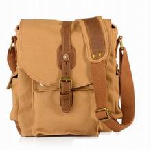 School Shoulder Bag Casual Crossbody Bags Vintage Canvas Leather Messenger Bags Travel Satchel Khaki Army Green