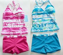 Retail Summer Style Girls 2pcs Swimwear Tankini Beachwear Bikini Swimsuit Top Pants 6-16Y Bathing Holiday