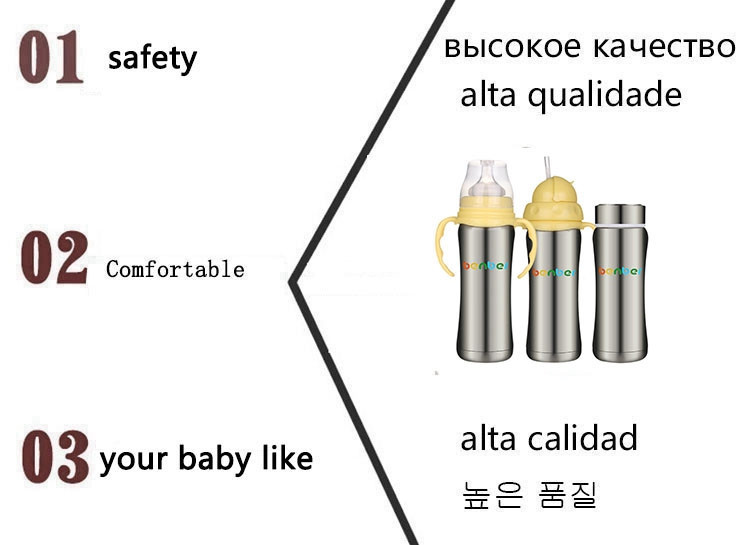 3 Lids Cover Child Stainless Steel Thermal Insulation Baby Bottle Water Bottle High Quality Baby Milk Bottle Keep Warm Product (2)