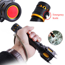 4 IN 1 Camping Light 3W High Power Strong Flashlight Anti-rape Weapons LED Torch Rescue Knife +Alarm Speaker 500m Lighting Range