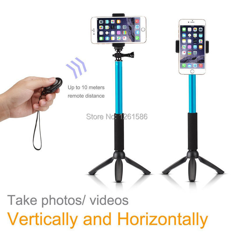 Selfie Stick Monopod with Tripod Stand Bluetooth Remote sony htc one lg iphone -blue