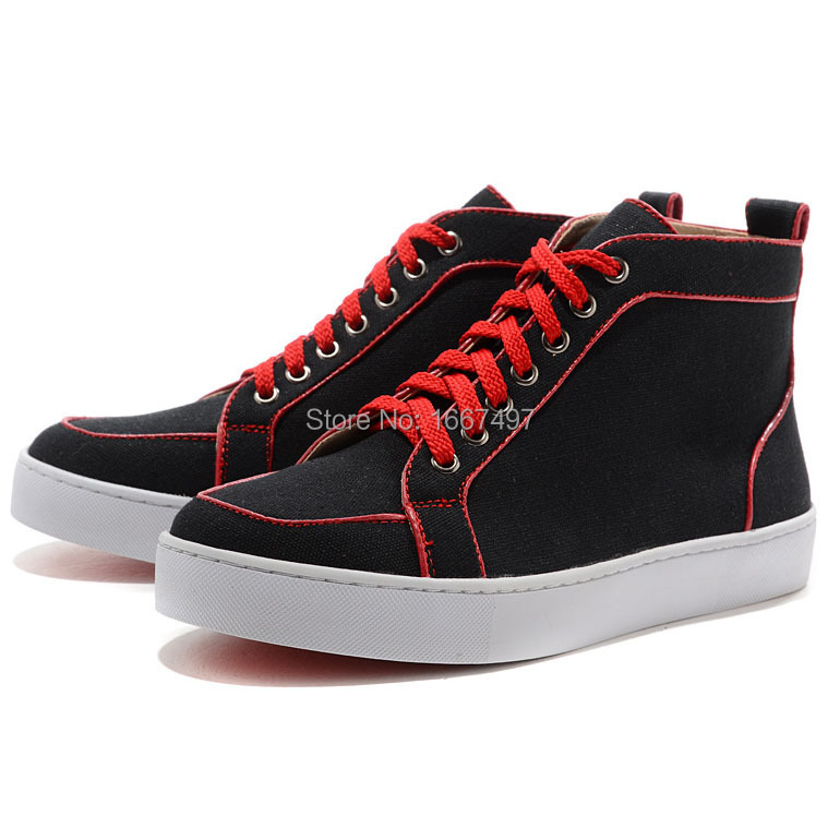 Hot Sale Best Quality Red Bottoms Shoes Mens Sneakers Black/Red Classical signature red sole on ...