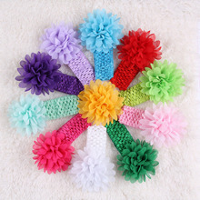 Baby Girls Headbands Chiffon Flower Headwear Infant Dress Hair Accessories Weave Band 11 Candy Colors Faixa de cabelo para bebe