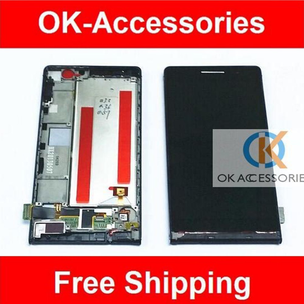 Original For Huawei Ascend P6 LCD Display+Touch Screen + Frame Digitizer Assembly 1PC/Lot White Black Pink Color Free Shipping