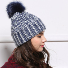 Faux Fur Pompoms For Hats Women Winter Warm Braided Beanie Cashmere Knitting Cap Red Beige Navy Blue High Quality Designer Hats