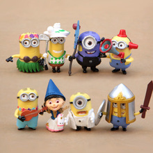 8Pcs/set New Minions 2015 Toys Minion Figure Toy Ornament Christmas Gift Despicable Me 2 doll decoration hand-done Brinquedos