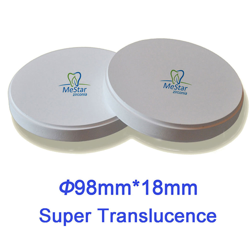 Super Translucent Dental CAD/CAM Zirconia Disc  98mm*18mm Compatible with Open System, VHF,  Wieland, Imes-Icore, Roland etc..
