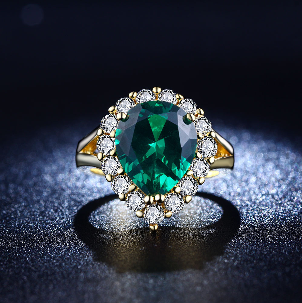 925 sterling silver Jewelry wedding rings For Women fashion Bijoux Ruby Emerald Green gem CZ Diamond