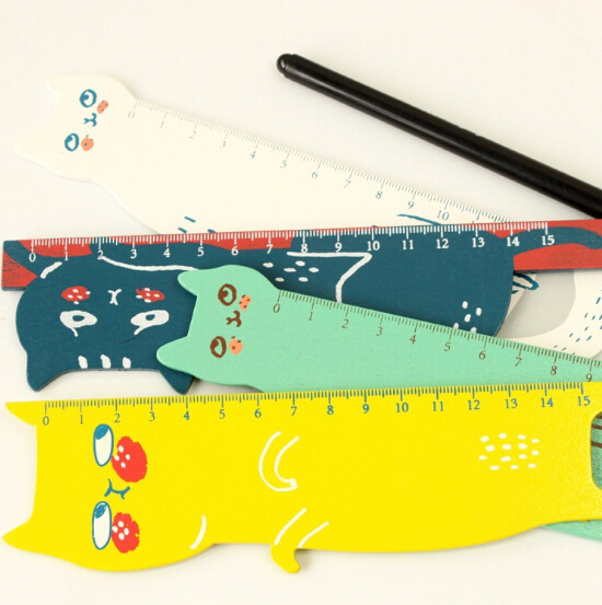 20cm Funny Cat  Wooden Ruler Measuring Straight Ruler Tool Promotional Gift Stationery