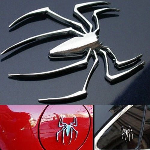 Decal Sticker 3D Spider Car Truck Motor Metal New Cute Shape Emblem Chrome