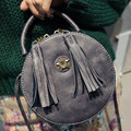 Retro Trendy Small Round Bag Women Fashion Tassels Shoulder Bag MINI Simple Fringes Hand held Crossbody