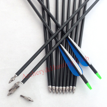 24pcs lot 30 aluminum 8 8mm outer diameter arrow shaft with hunting target arrow tips fletching