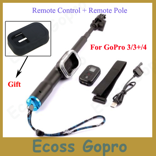 Фотография For GoPro Remote Telescopic Pole 33-99cm monopod tripod+ Remote Control+Silicone Case For GoPro Session /Hero 4 3+/3 Accessories