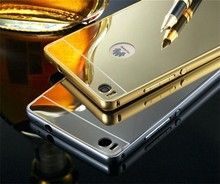 P8 P8 Lite Gold Plating Aluminum Metal Frame Case For Huawei Ascend P8 & Huawei Ascend P8 Lite Mirror Acrylic Back Cover Fundas