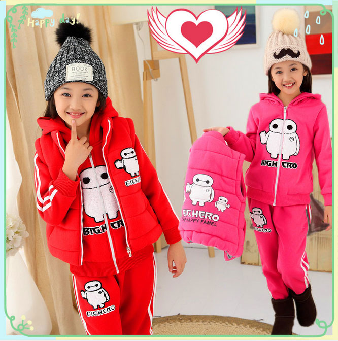 2015 girl clothing set 3pcs cotton cute toddler girl clothes sport suit baby christmas clothes teenage girls clothing