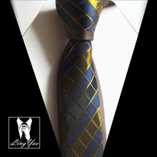 2016 branded necktie 5.5 cm stylish slim tie with golden chequers plaids