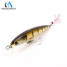 Top Fishing Lure Maxcatch 1Pcs New Minnow Bass Fishing Lures Crankbait Minnow Fishing Lures With VMC Hooks and Feather