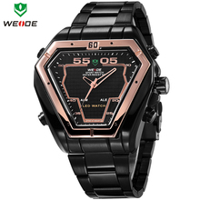 Fashion WEIDE Military Watches Illuminated LED Digital Analog Dual Time Mens Multi Functional Quartz Wristwatch 3ATM
