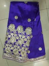 5yards lot Hot sale African george lace fabric in purple top quality embroidered cotton lace for