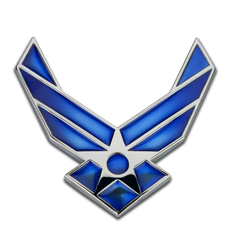 Usaf U.s. Air Force Blue Silver Chrome Metal Car Styling Emblem Arm 