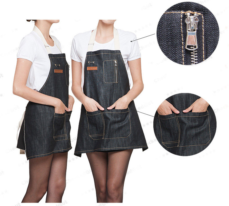 High Quality Coon Denim Apron Restaurant Waiter Chef Kitchen Aprons For Men Women Short Apron With Pockets Free Shipping11