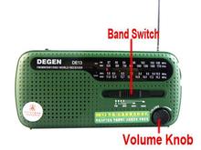 DEGEN portable mini fm radio DE13 FM MW SW Crank Dynamo Solar Emergency Radio World Receiver