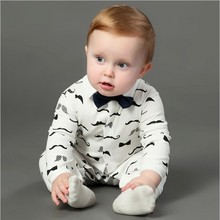 Handsome Baby Rompers Infant Newborn 0-24M Bow Romper Costume Cotton Tie Jumpsuit Clothes Gentleman Body Suit Baby Boys Clothing