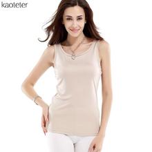 100% Pure Silk Women Thickening Lengthening Cany Color Tank Tops Casual Sports Plus XXL Sleeveless Vest