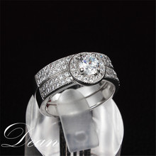 Jewelry Ring sets18K White Gold Filled Women Ring CZ Diamond Jewelry Luxury Wedding Bague ring set
