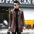 2016 New Fashion Men Leather Coat Double Breasted Men s Overcoat Faux Leather Windbreaker Trench Coat