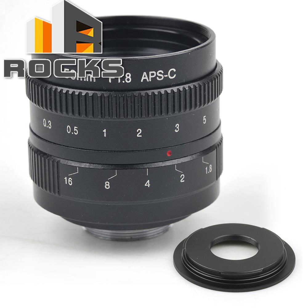 APS-C Television TV Lens C Lens 50mm F1.8 For C Mount Camera + C to Micro M4/3 / NEX /nikon1 / Pentax Q /Fuji /Canon M Adapter