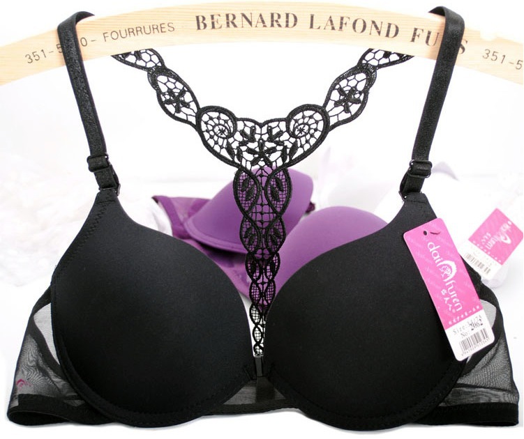 Fashion Women Bra Front Closure Sexy Lace Racer Back Smooth Surface Push Up Underwear Lingerie Sujetador