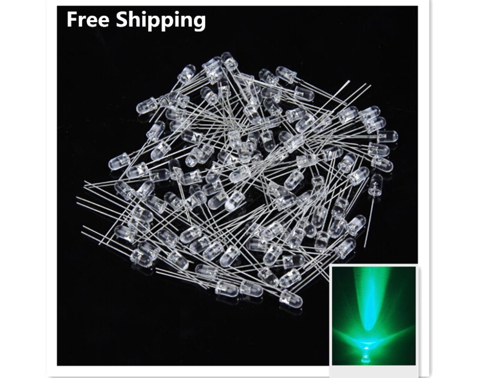 LED Diodes 5mm Round Green Super Bright Bulb Panel...