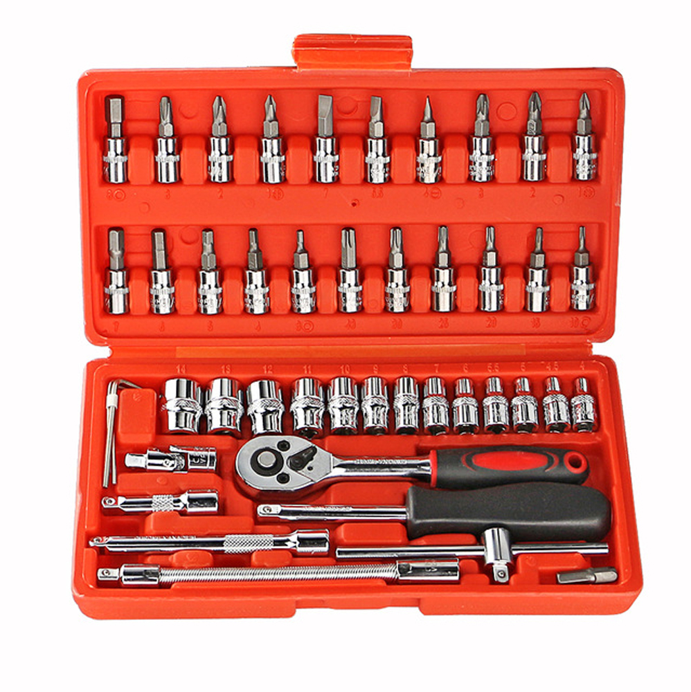 46pcs Socket Screwdriver Set Ratchet allen hex key Wrench A Set OF Keys