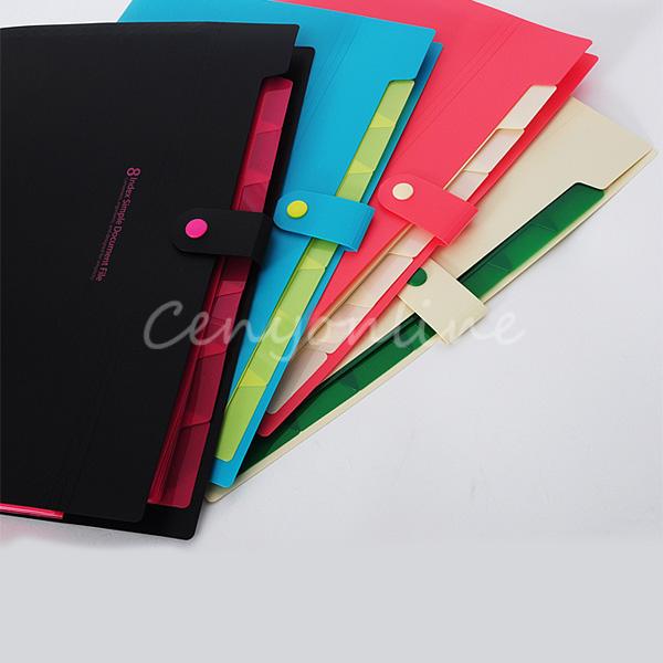 1Pcs Fashion 4 Colors Plastic Portable 8 Layers A4 Paper File Folder Cover Holder Document Business Office Supplies Top Quality