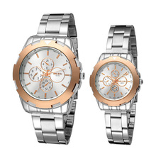 38 mm oro rosa shell seis cuatro ojos ojos moda aguja resistente al agua hombres pareja relojes de cuarzo de acero inoxidable mujeres viste el reloj