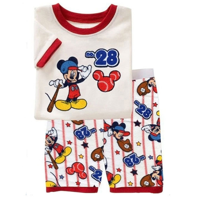 Мода мальчики девочки Pijama микки пижама комплект одежды летние пижамы милые 100% хлопок детский мультфильм печать одежды костюм CF217