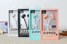 New Cute Girls Stereo Bass Zipper Earphones 3.5mm in-ear Earphone with Microphone for Mobile Phone Mp3 Mp4 Kid Children Gift