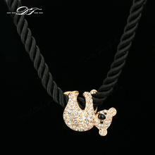 Love Animal Coala CZ Diamond Rope Chain Chokers Necklaces Pendants Silver Color Fashion Jewelry For Women