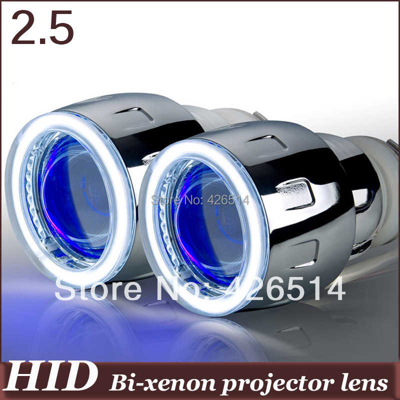 2.5'' inch  HID Bi-xenon Projector Lens  Angel Eye 6 color for choose+ Demon/devil Eye  used for headlight, charming car eyes