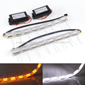 Headlight Sequential Flasher Color DRL Turn Signal 2PCS Flexible White Amber Switchback LED Knight Rider Strip
