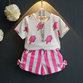 2016 Summer Fashion Brands Toddler Girls Clothes Children s Clothing Kids Sets Cartoon Top Shorts 2pcs