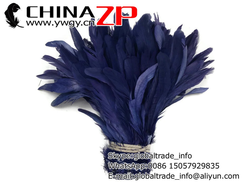 Navy Rooster Feathers, 2.5 Inch Strip - NAVY Strung Natural Bleach Coque Tails Feathers3