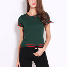 Women’s Sweater Brand Fashion 2016 Summer Autumn Striped Knitted Crop Top Short Sleeve Pullover Women Sweaters And Pullovers