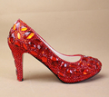 Wedding Sparkly Glitter High Heels For Prom Rhinestone Wedding Shoes Bridal Shoes Red Crystal woman fashion
