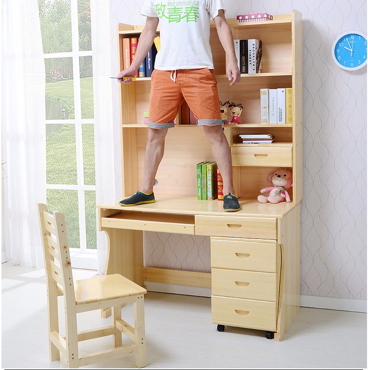 Juegos de muebles para niños, escritorio de madera maciza de pino