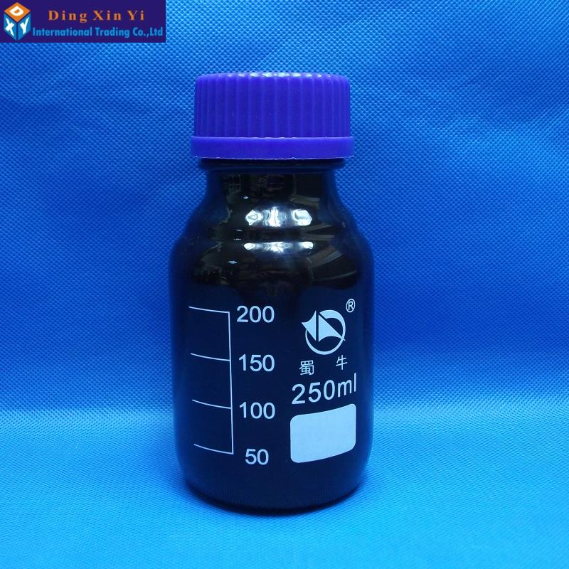 250ML amber glass reagent bottle with blue screw cap 250ml laboratory reagent bottle lab glassware