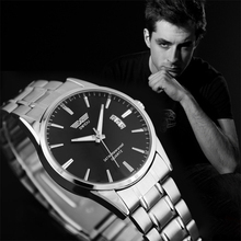 Moda lujo acero inoxidable fecha de cuarzo analógico Sport reloj del Mens