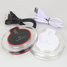 For Samsung Galaxy S6 S6 Edge Qi Wireless Charger Compact Round Crystal Charging Pad with LED